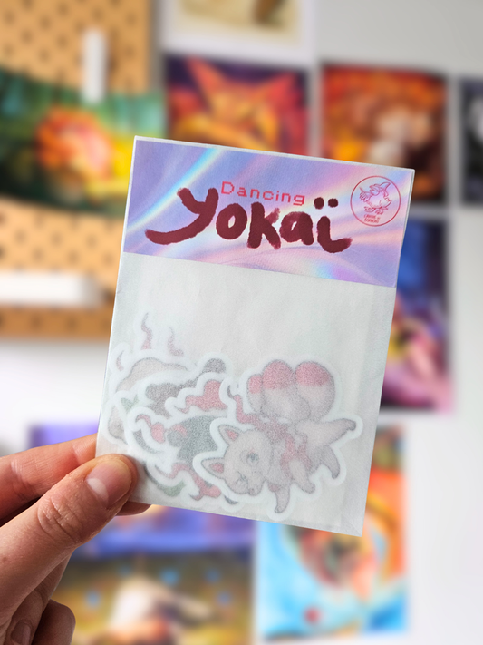 Lot 6 Stickers Dancing Yokaï