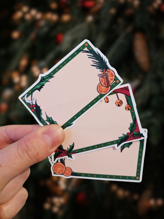 Lot 6 étiquettes Cadeau Yule