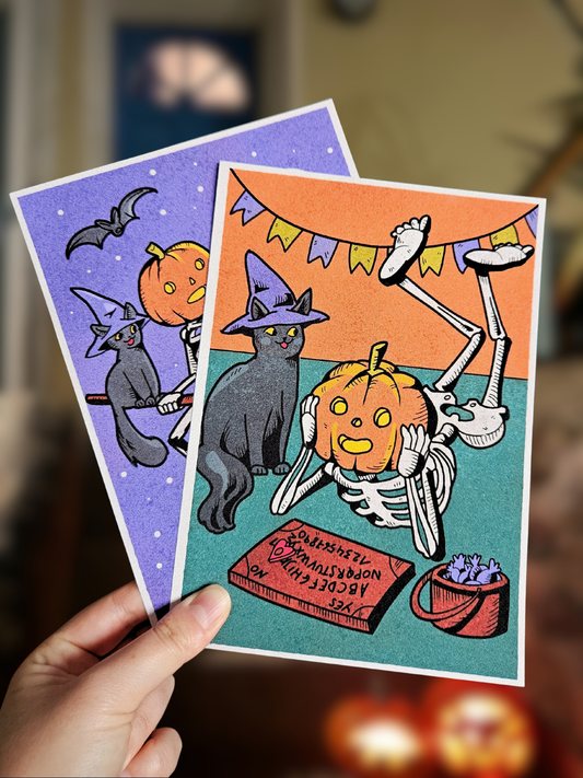 Print A5 Citrouille sur Balai