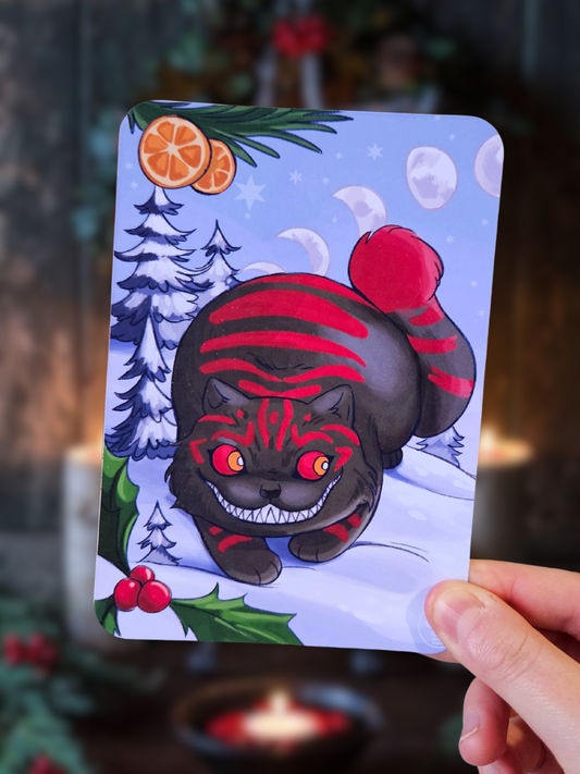 Carte de vœu A6 Chat de Yule