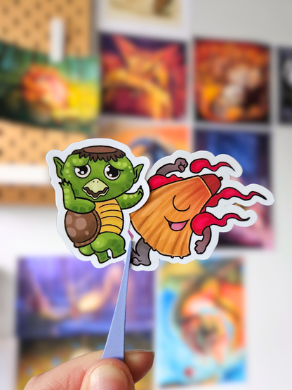 Lot 6 Stickers Dancing Yokaï
