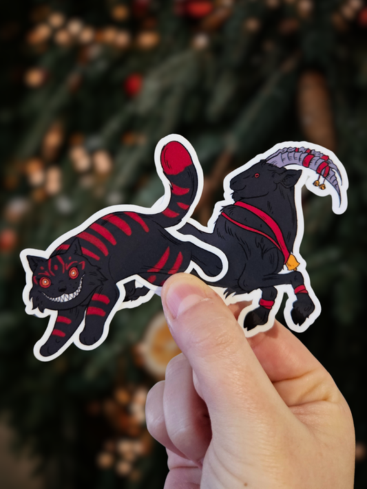 Duo de stickers Chat et Bouc de Yule