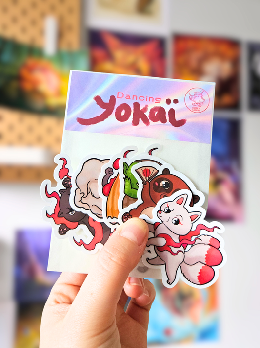 Lot 6 Stickers Dancing Yokaï