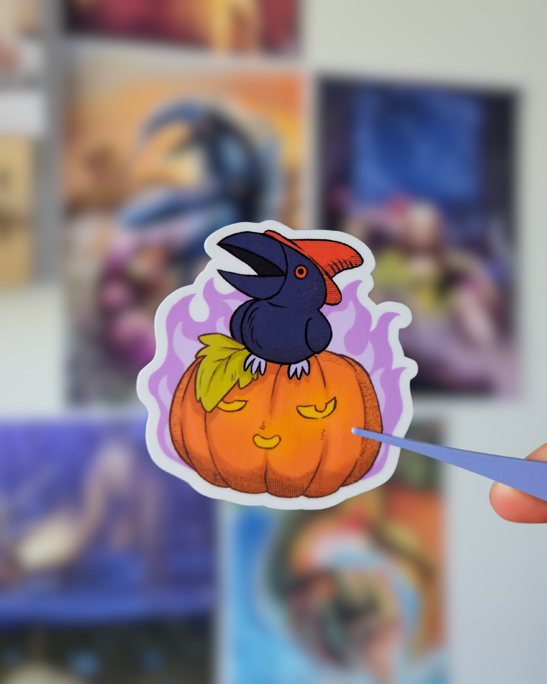 Sticker Corbeau citrouille - Tipeee Octobre 2025